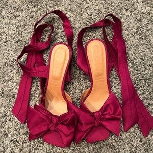 Ganni Red Bow Detail Heels